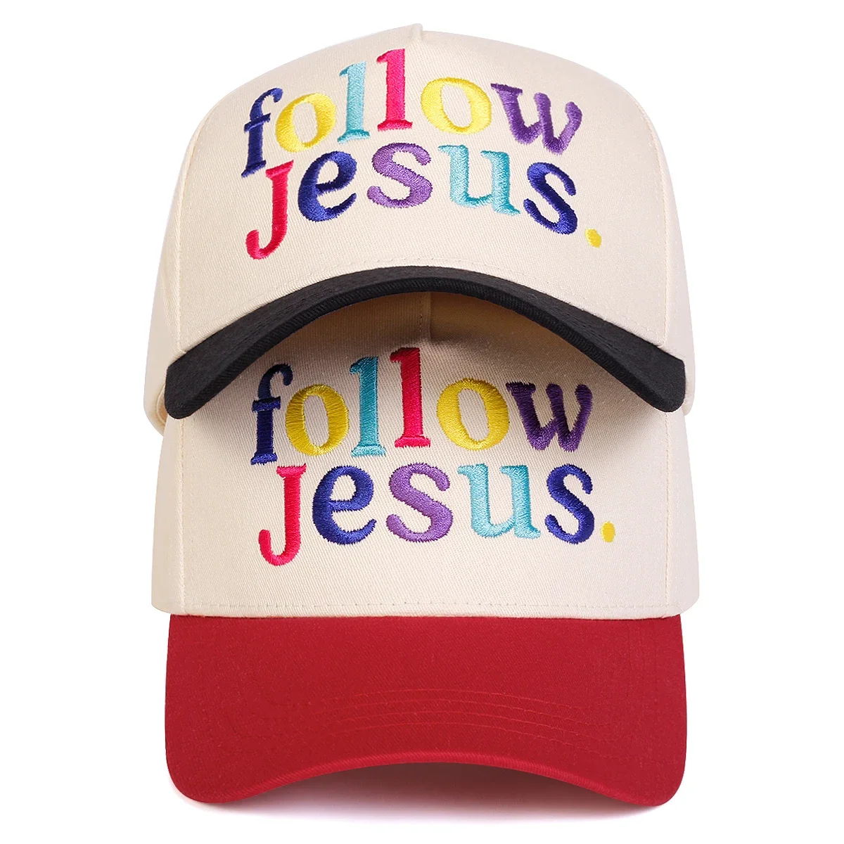 Unisex-Baseballmützen mit Aufschrift „FOLLOW JESUS“ mit Buchstabenstickerei, für Frühling und Herbst, verstellbare Freizeithüte für den Außenbereich, Sonnenschutzhut, Sportmütze