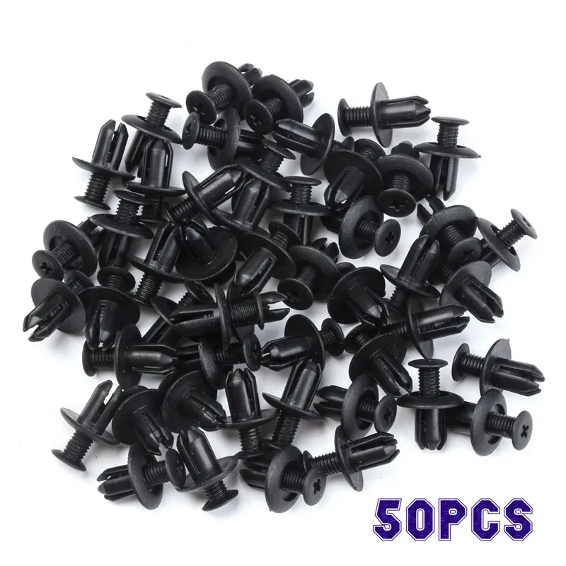 50 PCS Black Plastic Automotive Rivet Car Clip Fastener Fender Bumper Push Pin For Hyundai Car Fastener Clip Trim Rivet