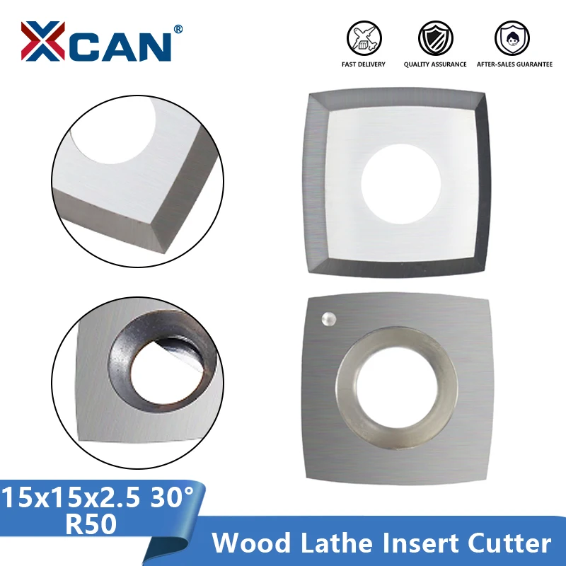 XCAN Carbide Insert 15x15x2.5mm 30 Degrees R50 Wood Lathe Turning Tools