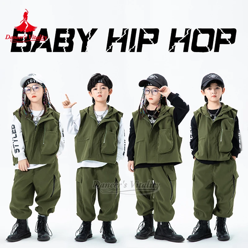 Kit de batería para adolescentes, disfraz de actuación, baile callejero para niños, Jazz, baile rompe, entrenamiento, chaleco con capucha, conjuntos de vitalidad de bailarina