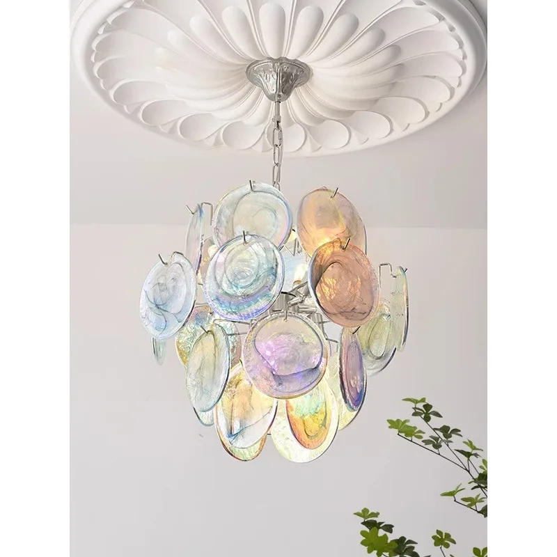 Handmade glass bedroom chandelier French retro designer high-end living room dining room lighting