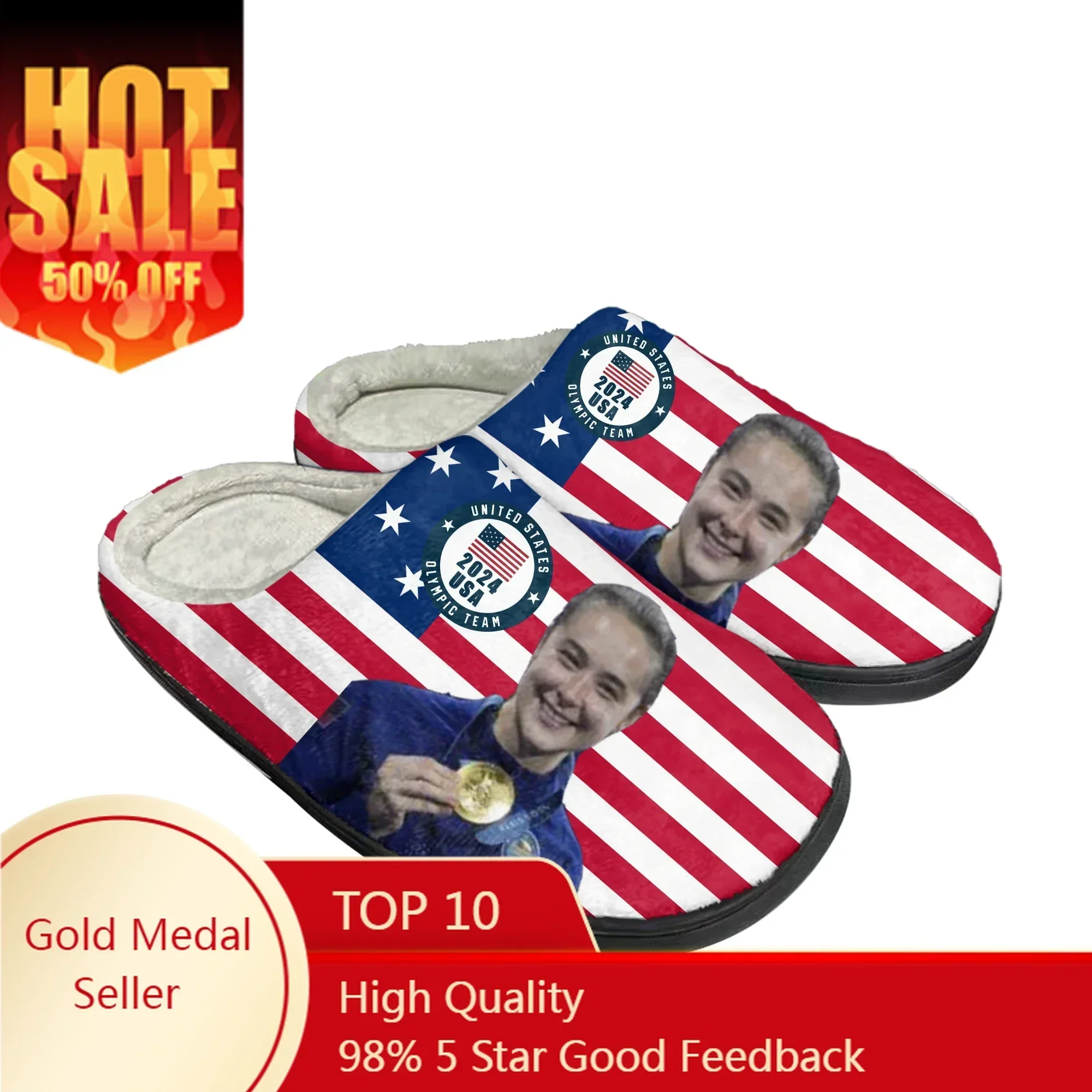 Jacqueline Dubrovich Foil World Champion Home Cotton Shoes High Quality Men Women Youth Boy Girl Plush Warm Shoe Custom Slipper