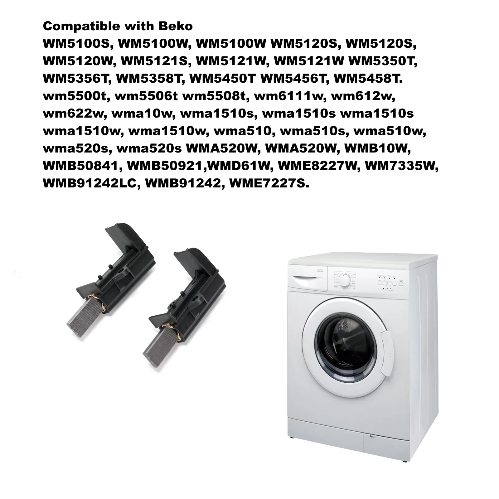 Imagem -06 - Suporte de Escova de Carbono para Máquina de Lavar Compatível com Beko Wm5100swm5100w Wm5100w 255x123x5 mm 371201205371201201 371201202 Pcs
