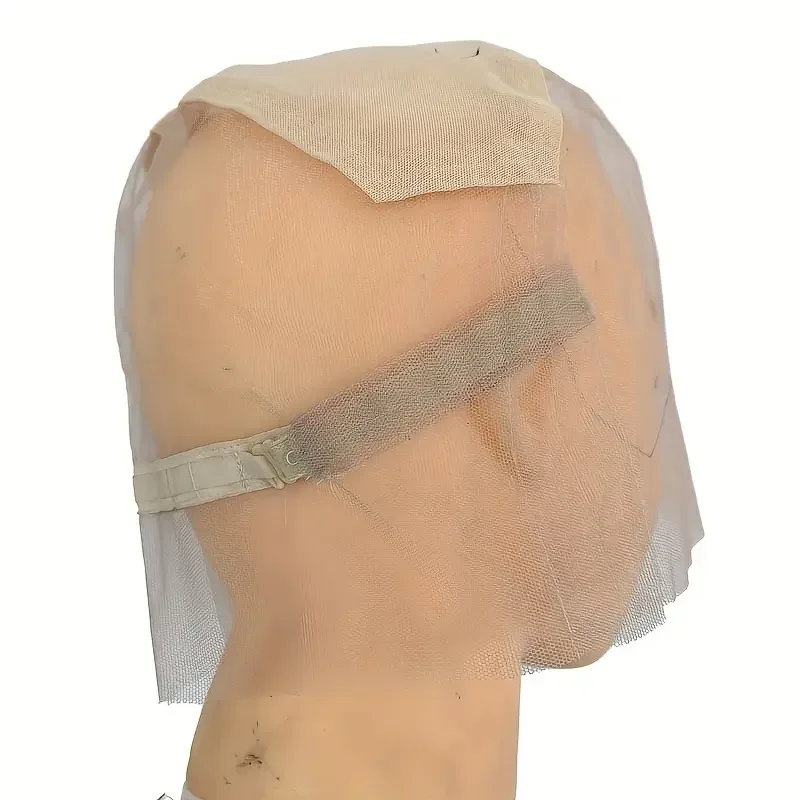 10pcsComfortable Medium Size 57.15 cm Transparent Full Lace Wig Cap with Adjustable Strap and Mesh Backing for Ventilation
