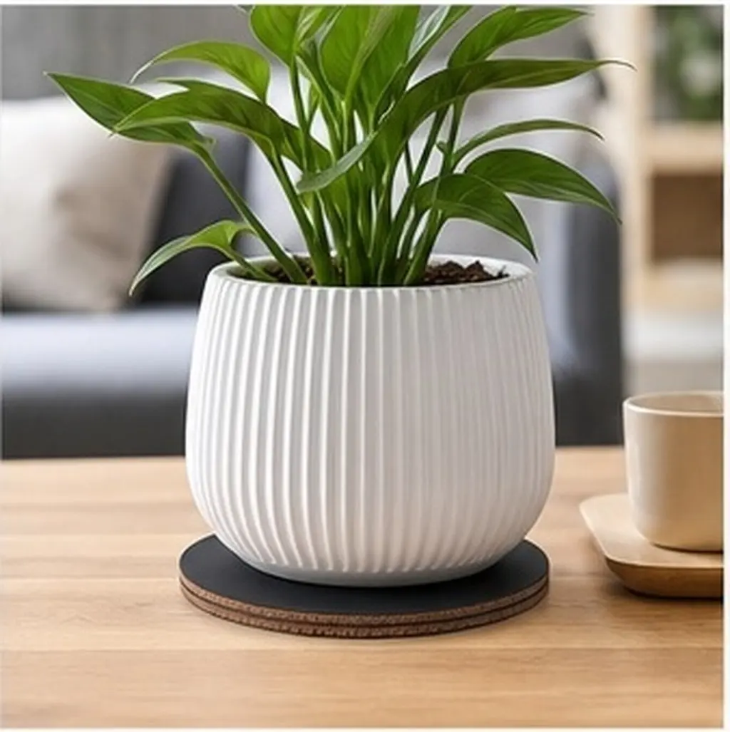 6Pcs Cork Plant Coasters Thick Absorbent Pot Mat Saucers Nonslip Protective Pads Indoor Outdoor Plant Planter Trays