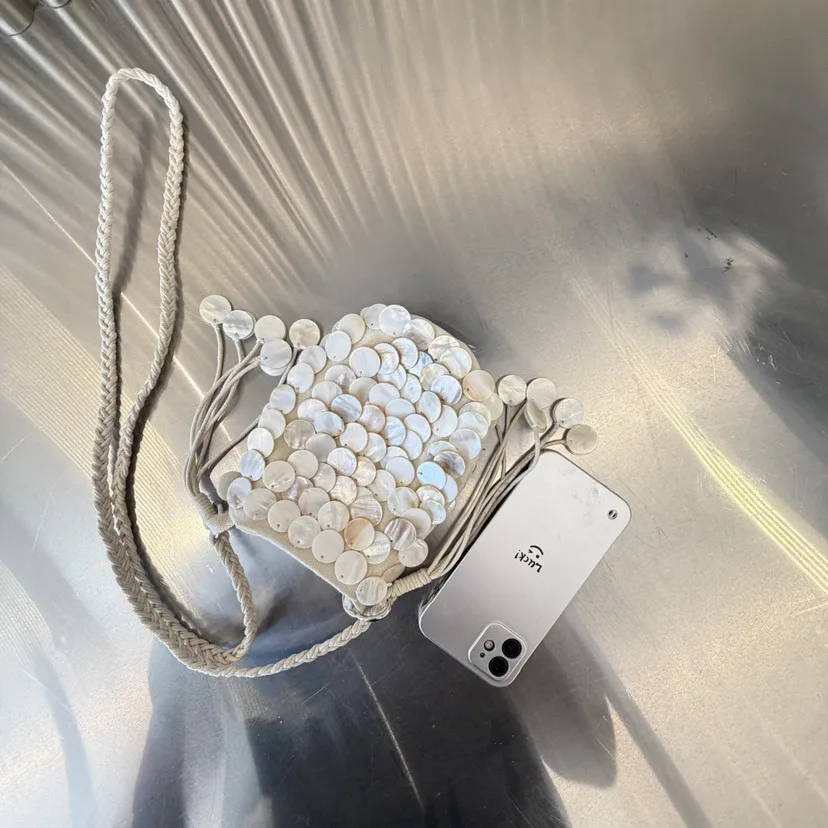 Designer Women's Bag Pearlescent Inlay Bucket Crossbody Bag Shell Beaded Handbag shoulder bag Tote Exquisite Purse phone pouch