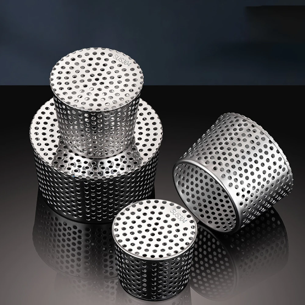 Stainless Steel Floor Drains Gutter Anti-Leaf Roof Drain Outlet Fallen Leaf Collector Round Hole Gutter Leaf Guards Sink Drain