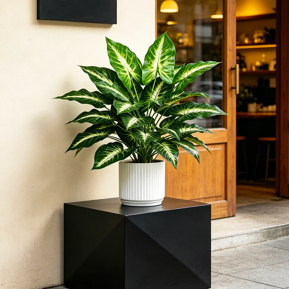 Plantas artificiales de Monstera de 43 cm, palmera artificial, hojas tropicales de tortuga, rama de Maranta de plástico, hojas de Alocasia artificiales para decoración del hogar