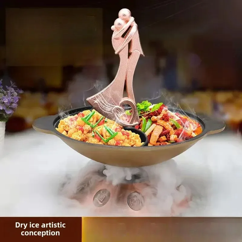 

Chinese Style Wedding Banquet Creative Couple Cooking Commercial Artistic Conception Dry Ice Tableware Hot Pot Serving Plate