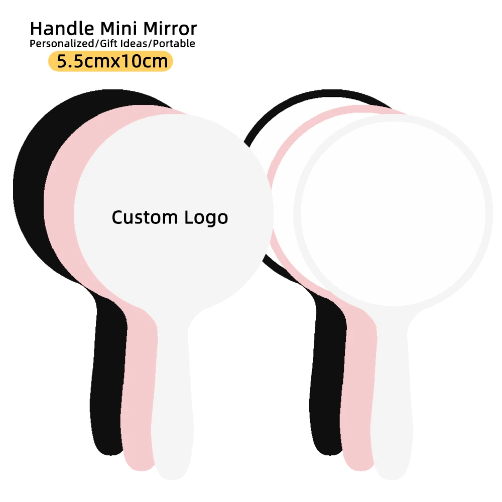 1 Pc Custom Logo Small Size Handle Mirrors Makeup Cosmetics Business Gift Ideas Lash Wig SPA Beauty Salon Customers' Gifts