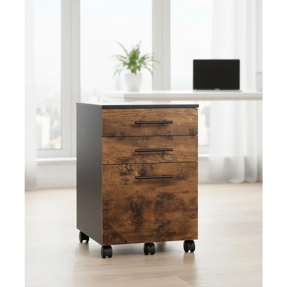 

Шкаф для документов на колесиках с 3 ящиками, деревянное хранилище под столом для файлов формата А4/буквенных файлов, мобильный офисный органайзер с запирающимися колесами