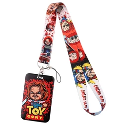 Horror Film Chucky Child Fashion Lanyard ID Badge Holder Bus Pass Case Cover Slip Bank Credit Card Holder Strap Card Holder