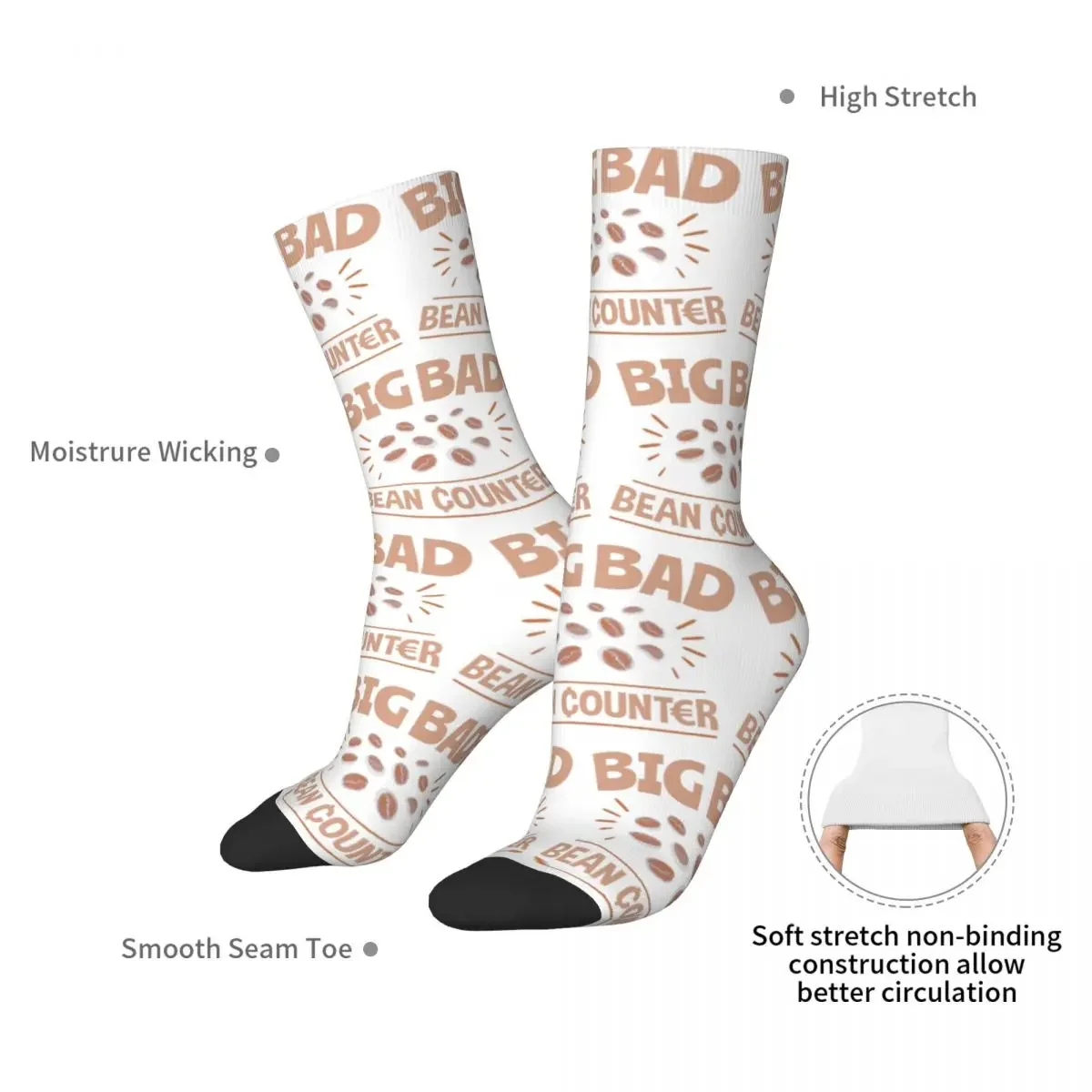 Big Bad Bean Counter Socks Harajuku Sweat Absorbing Stockings All Season Long Socks Accessories for Man's Woman's Gifts