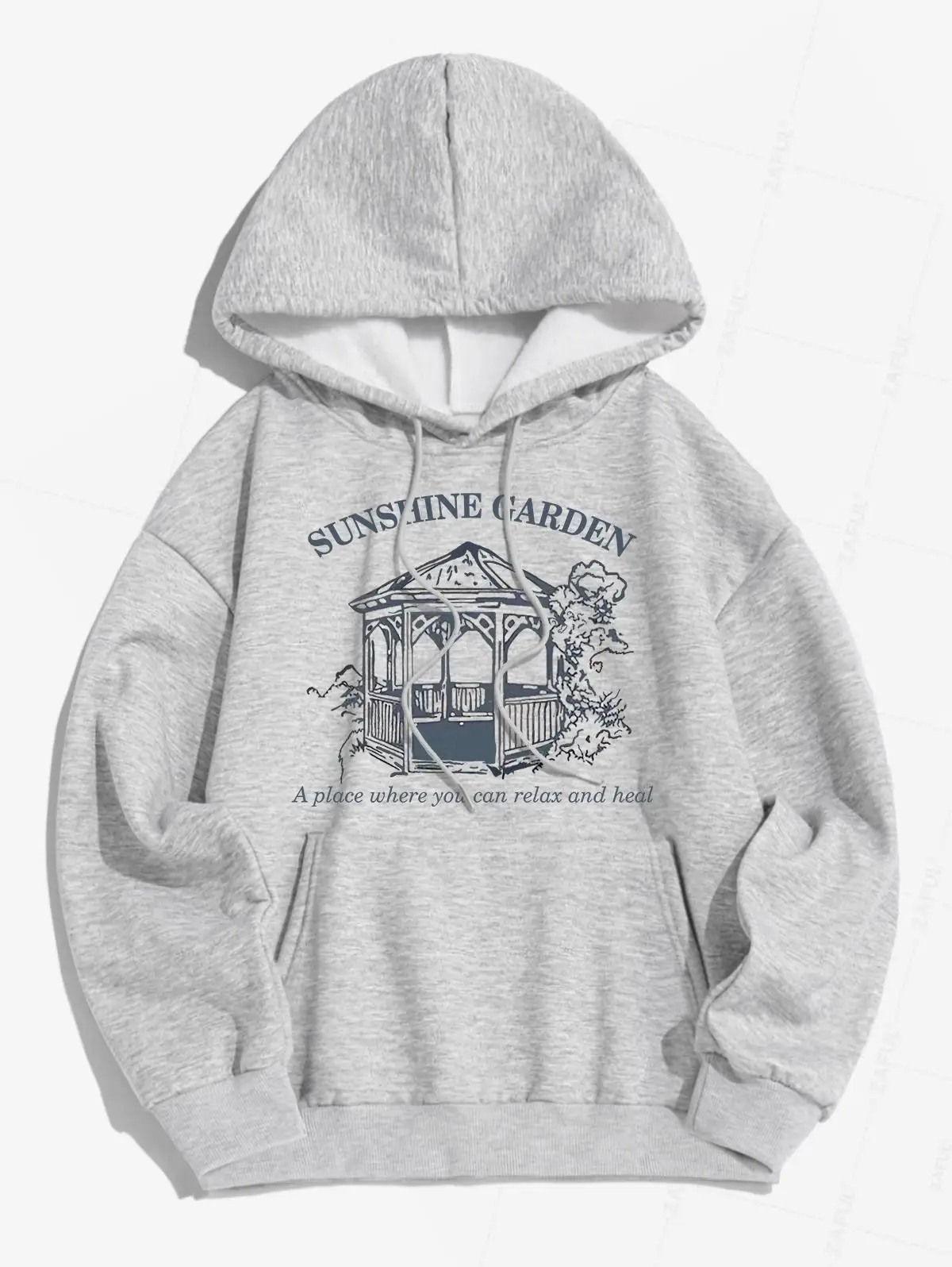

ZAFUL Women's Casual Sunshine Garden Letter Graphic Pattern Fleece-lined Kangaroo Pocket Design Pullover Hoodie