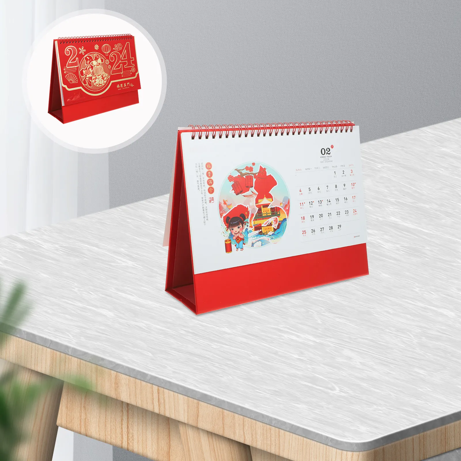

Chinese Style Desk Calendar Traditional New Year Lunar Mini Desktop Planner Aesthetic