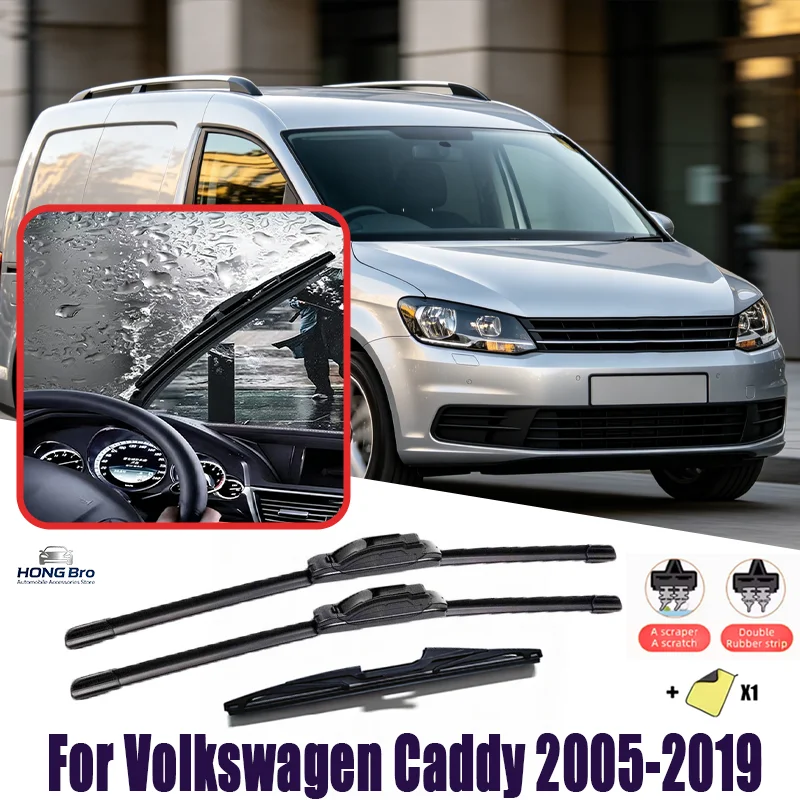 

For Volkswagen Caddy 2005-2019 24" 18" 16" Natural Rubber Wiper Blades, Anti-UV, Long Lasting, Silent Upgrade Version
