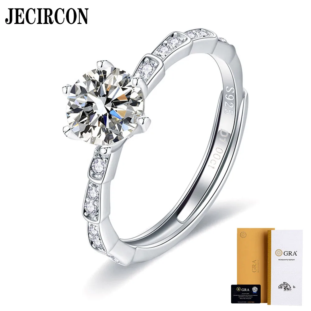 

JECIRCON 925 Sterling Silver Moissanite Ring for Women Fashion Proposal Band with Diamond Certificate Light Luxury Fine Jewelry