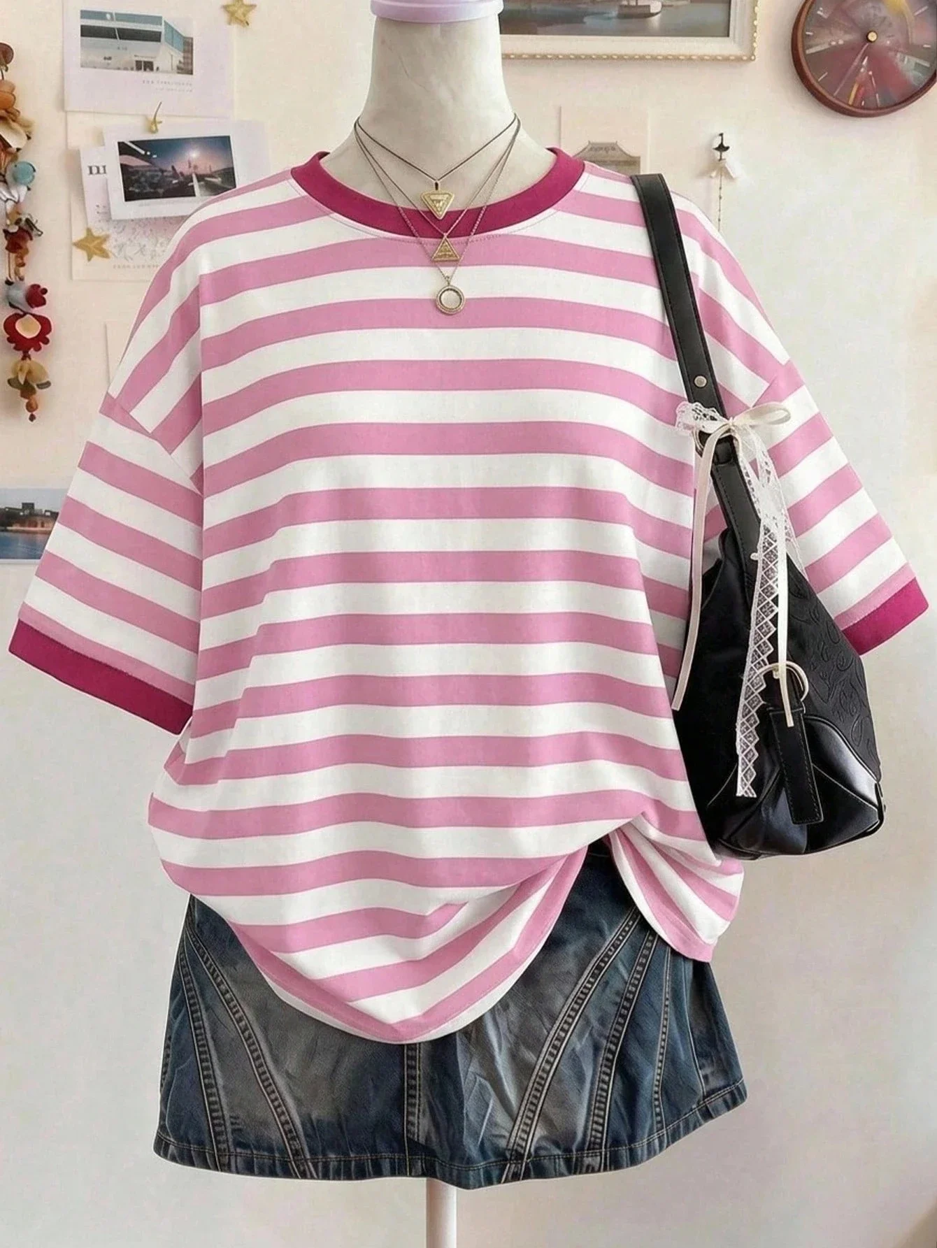 Vintage Striped Short Sleeve Tshirt Unisex Men Women Classic Color Block Crew Neck Tee Casual Daily Streetwear Y2k Top Aesthetic