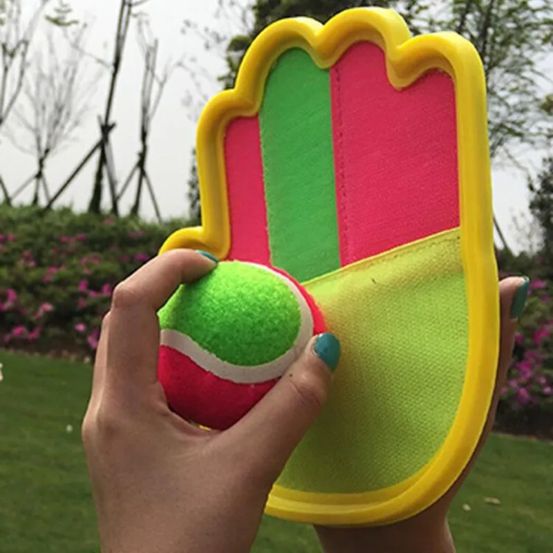 Children Palm Shape Sucker Sticky Ball Toy Funning Throw and Catch Ball Game Parent-Child Interactive Outdoor Sports Toys 1 Set