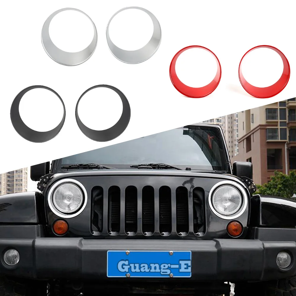 Headlights Circle Trim for Jeep Wrangler JL 2018 2019 2020 2021 2022 Head Lamp Covers Car Stickers Accessories Headlamp Bevel