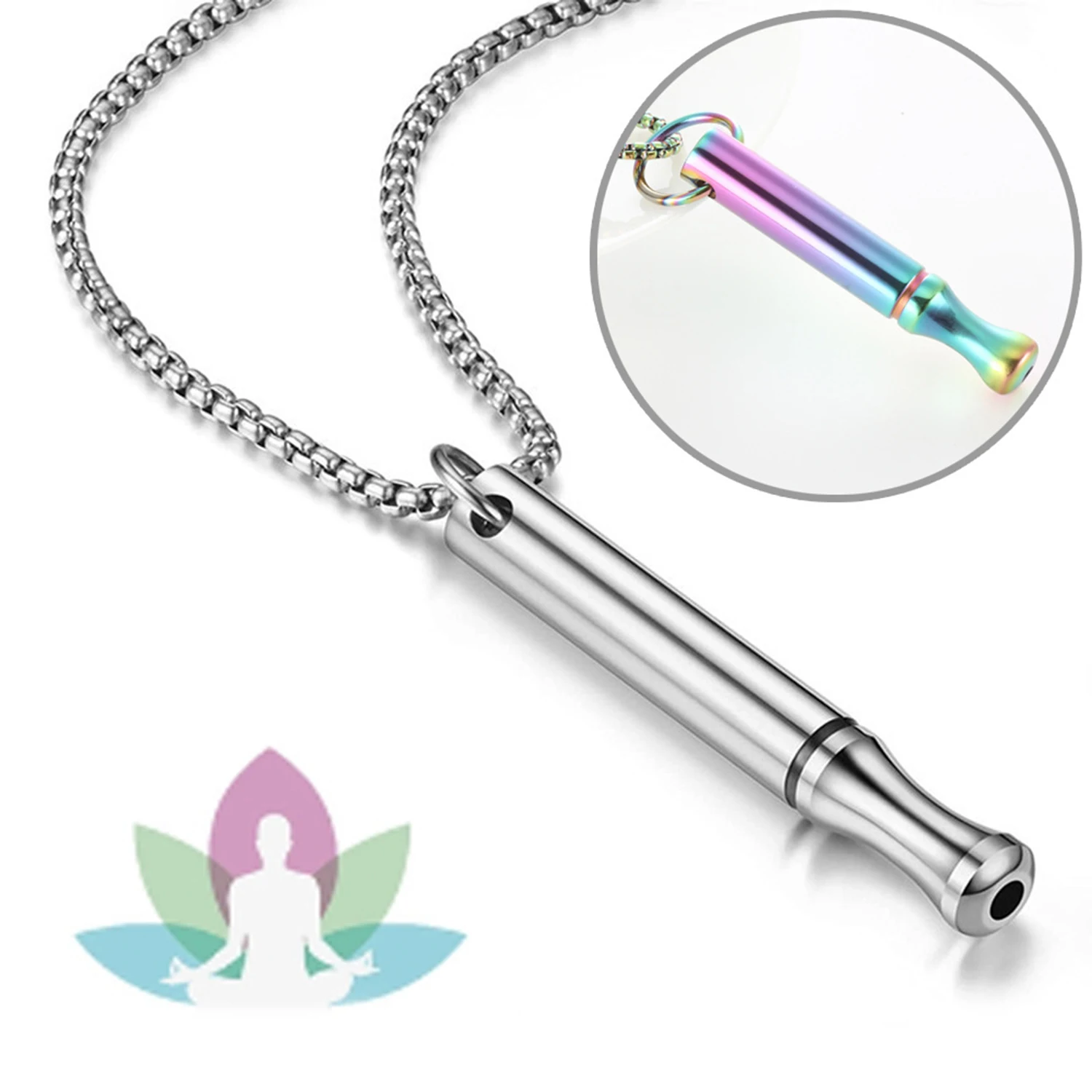 Necklace for Women Men Mindfulness Breathing Relief Anxiety Long Pendant Stress Panic Attack Relief Stainless Steel Breathlace