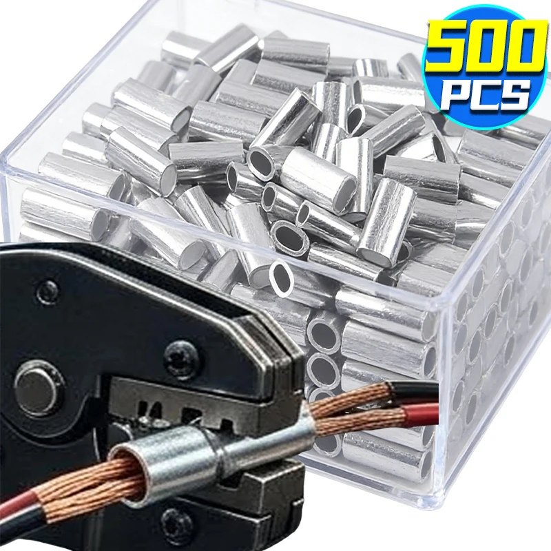 Pure Copper Tinned Bare Splice Butt Connector Uninsulated Wire Crimp Terminal AWG Electrical Cable Joint Tube Hardware Fittings