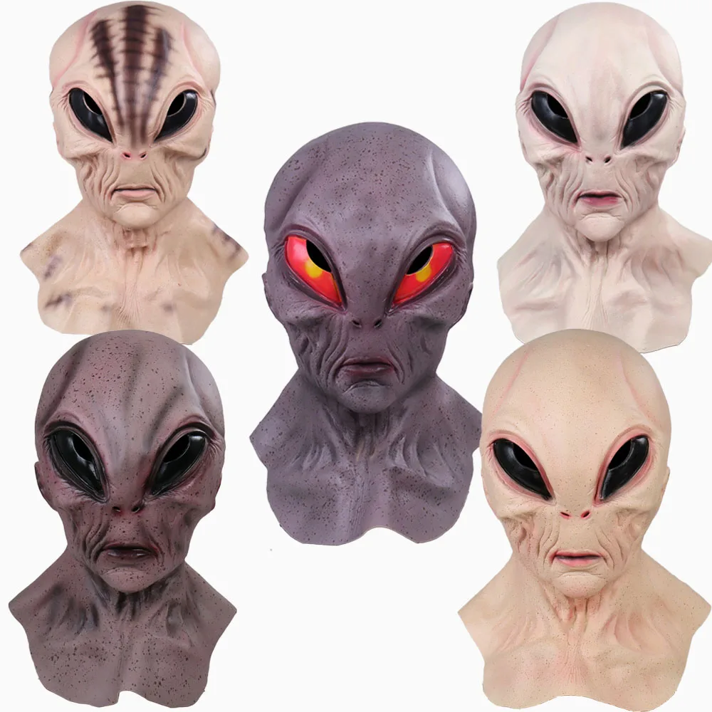 Halloween Alien Mask Cosplay Horror UFO Skull Latex Masks Helmet Carnival Dress Up Party Costume Props