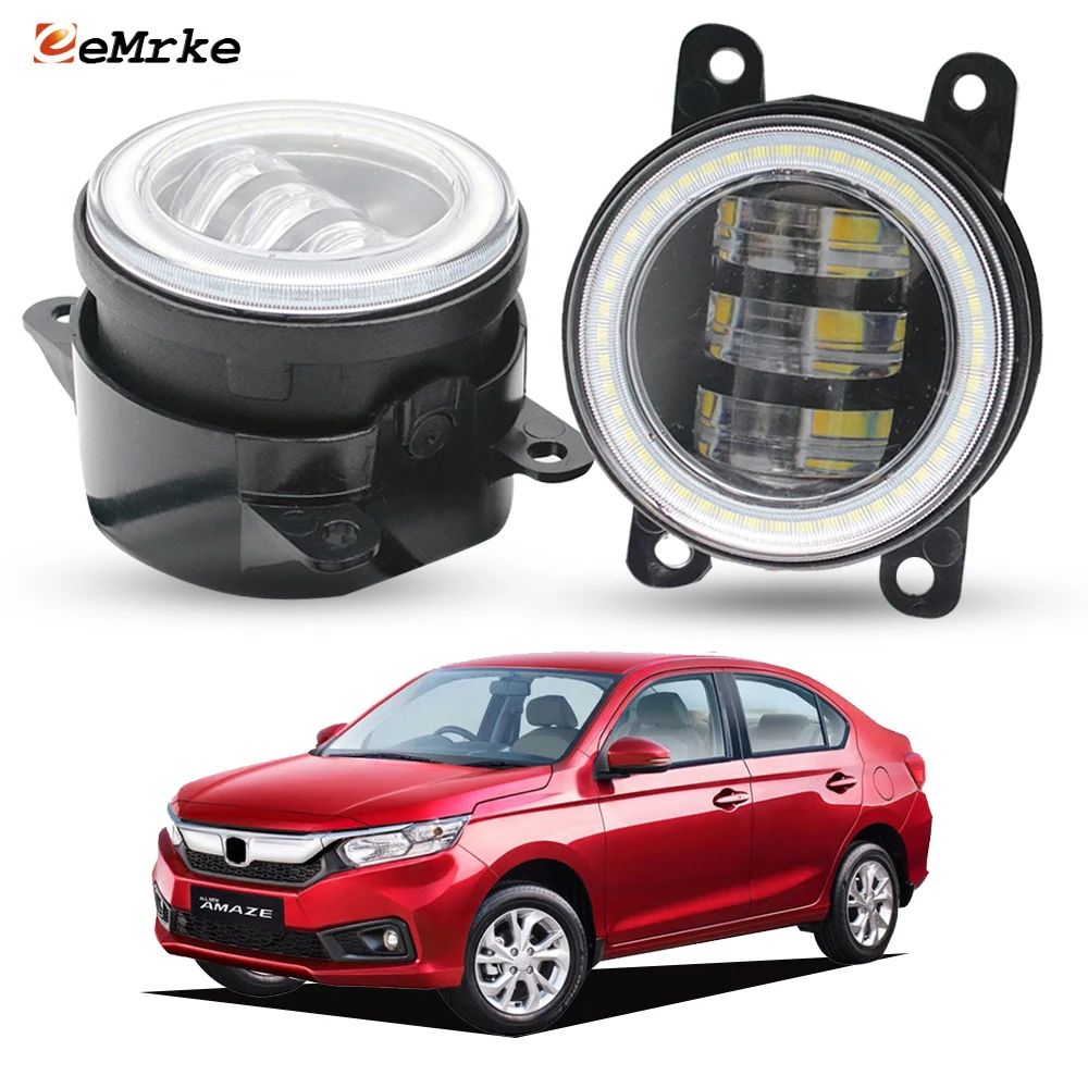 

Светодиодные противотуманные фары PTF Angel Eye DRL для Honda Amaze 2018 2019 2020 2021 2022, прозрачные линзы, аксессуары для дневных ходовых огней