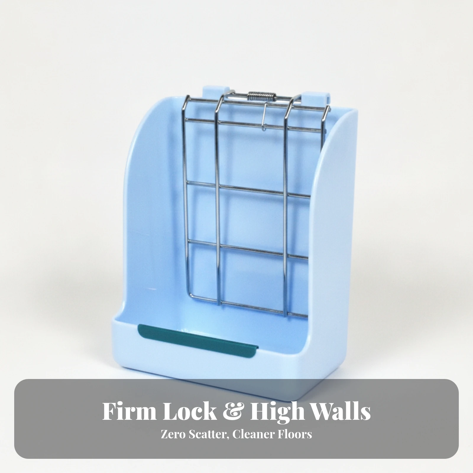 Plastic Hay Feeder with Top Latch Fixed-Style Hay Rack Feeder with Metal Guard Spring-Loaded Tool Free for Small Pets, Pet Cages