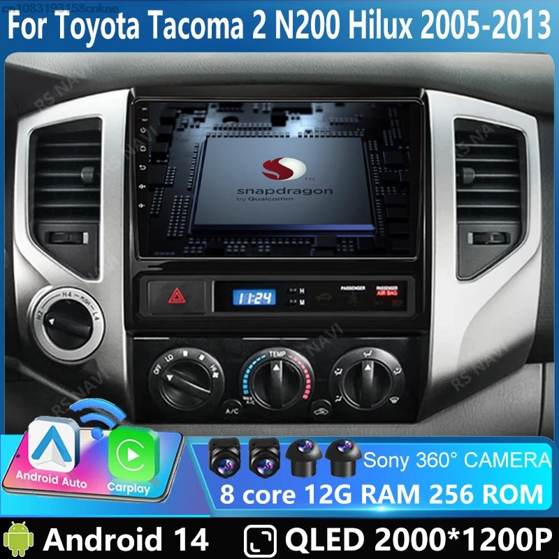 

9”Android 14 Car Radio For Toyota Tacoma 2 Hilux 2005 - 2013 Multimedia Player Wireless Carplay Android Auto Stereo GPS DSP WIFI