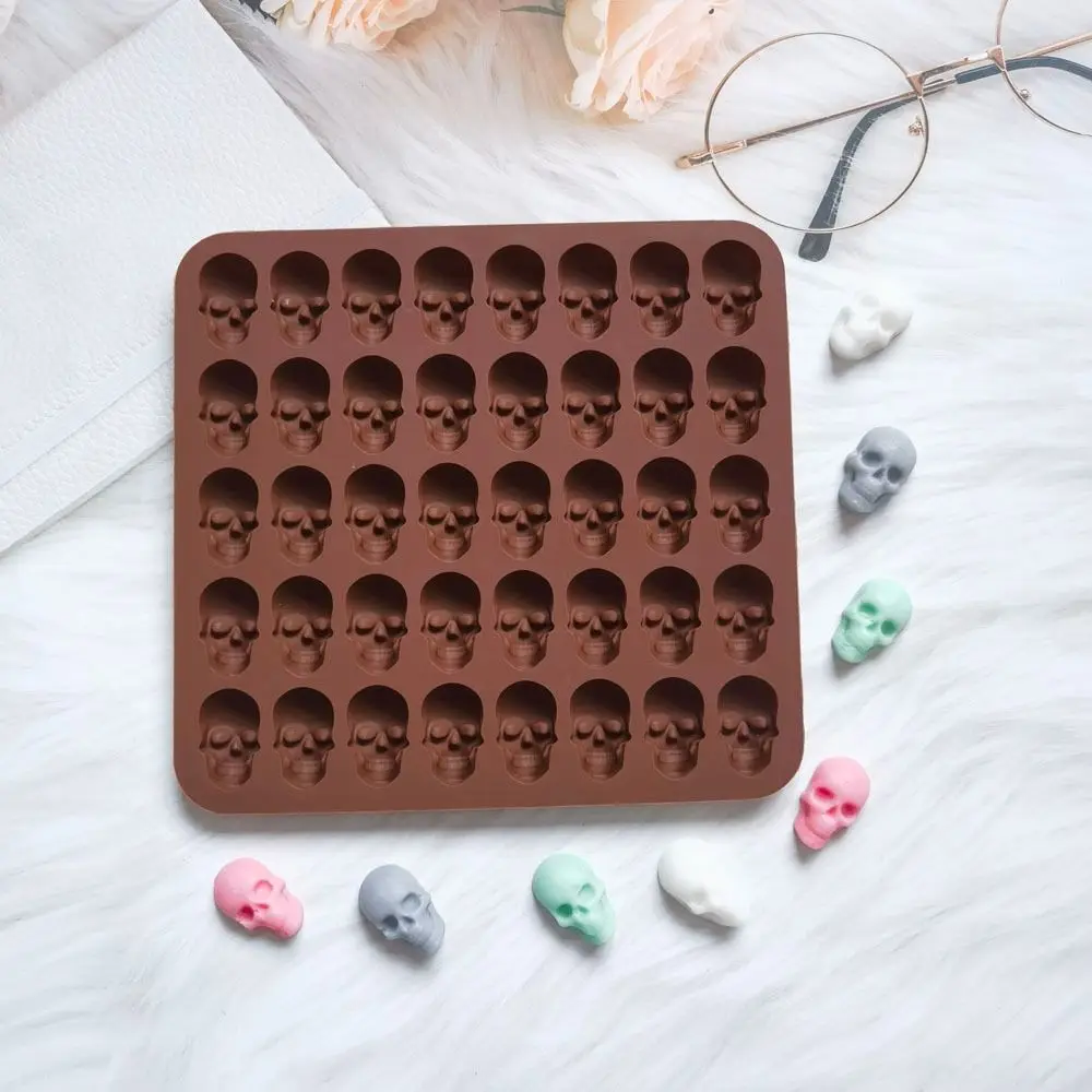 DIY 40 Cells Skull Silicone Mold Reusable 3D Skeleton Head Mold 2 colors Skeleton Head Mould Kitchen
