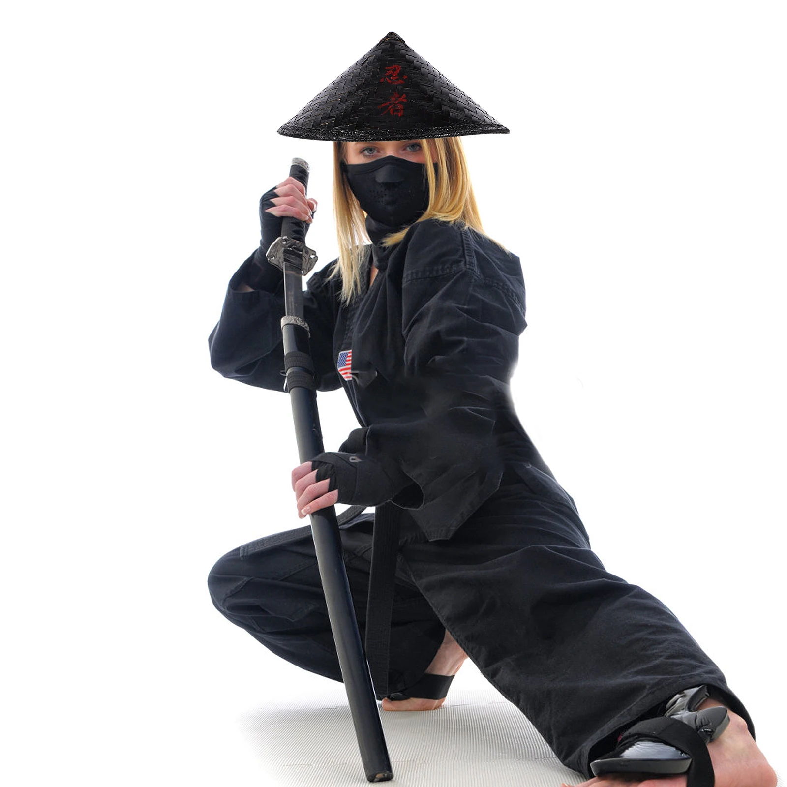 NEW Ninja Hat For Kids Japanese Samurai Hat For Kids Cosplay Props Bamboo Hat For Kids Samurai Cosplay Knight Cap Rice Hat For