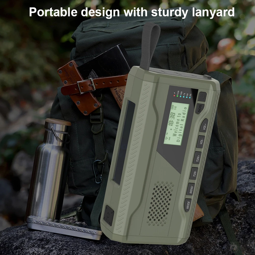 راديو الطوارئ مع مصباح يدوي BT مكبر صوت كرنك اليد راديو الطقس في حالات الطوارئ القابلة لإعادة الشحن للتخييم في الهواء الطلق في حالات الطوارئ