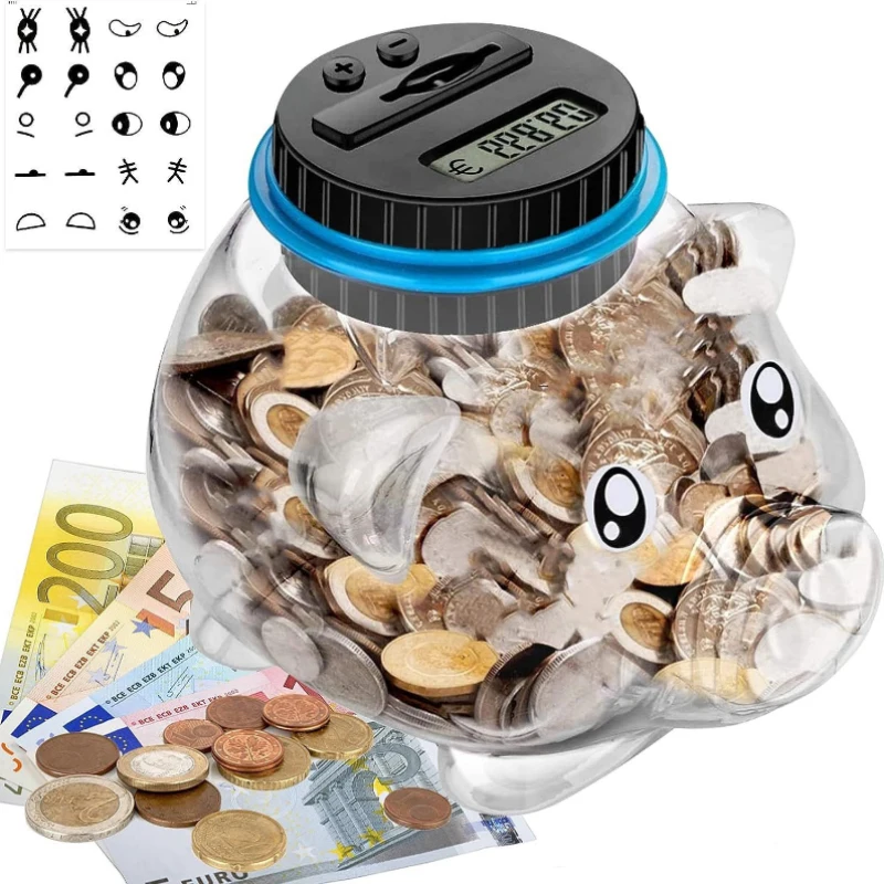 

Electronic Piggy Bank Counter Coin, Digital LCD Counting Coin Money Saving Box Jar, Coins Storage Box for USD EURO Korea Mexico