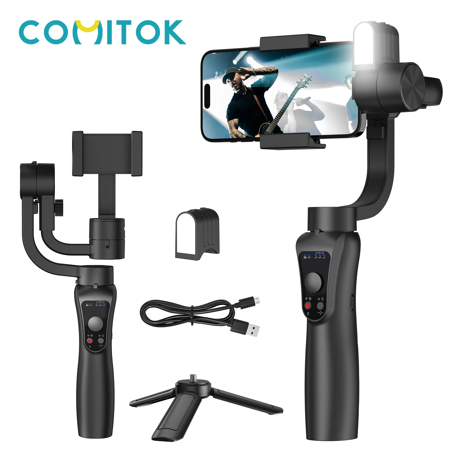 

S5 Pro 3-Axis Gimbal with Fill Light & AI Face Tracking, Anti-Shake Stabilizer 360° for iPhone/Android, gimbal for Vlog/TikTok