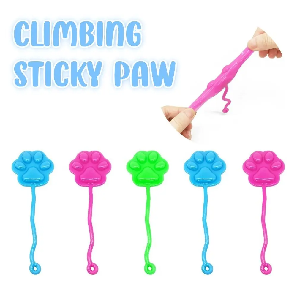 10pcs Cute Cat Claw Style Sticky Toys TPR Elastic Children's Sticky Toy Stretchable Pink Blue Green Climbing Novelty Toys