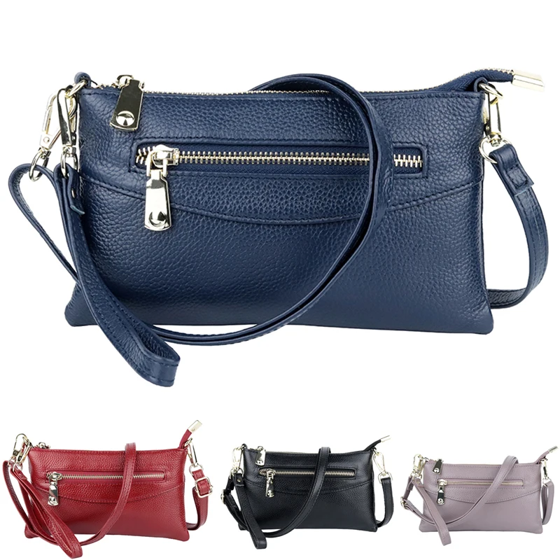 

Best Design Small Girl Phone Messenger Bag Crossbody Zipper Clutch Purse Fashion Blue/Black 4 Colors Genuine Cow Leather Handbag