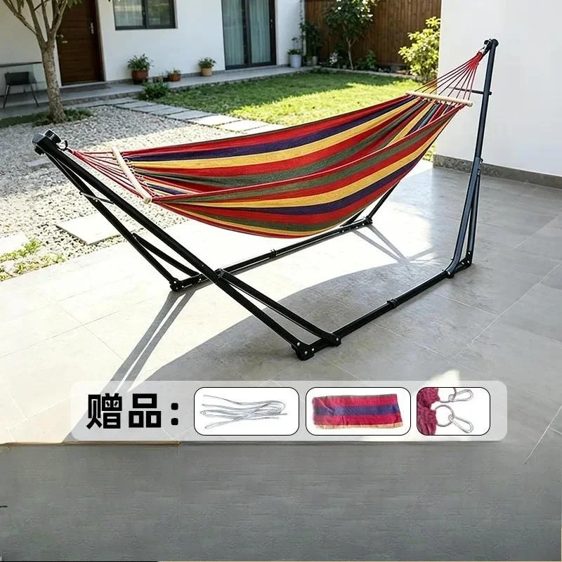 Customizable Anti-Rollover Single Hammock Stand, Portable Folding Hammock Bracket for Courtyard Balcony Camping, Color Optional