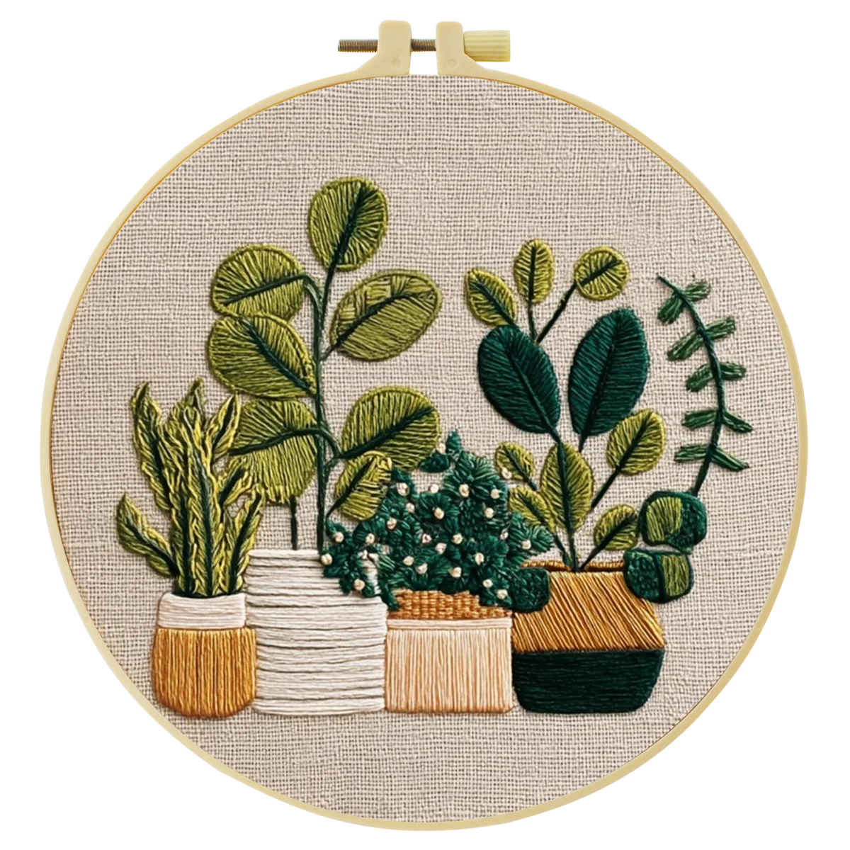 1 Stück 20X20CM/15X15CM 7,87/6,3 Zoll Topfpflanzen-Stickerei-Starter-Kit DIY-Kit DIY-Stickerei-Set Handarbeiten Nadelkunst – Detail 4