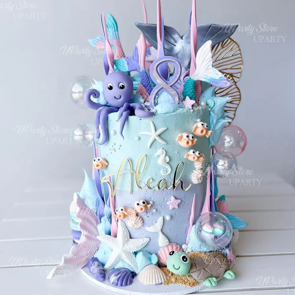 10/50 Stück schillernde Kugeln Kuchendeckel 3/4/5 cm Laserrosa transparente perlweiße Kuchenbälle für Geburtstag Meerjungfrau Kuchendekoration – Detail 7