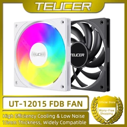 TEUCER UT-12015 PC Case Fan, 120mm ARGB FDB Bearing Thin Cooling Fan for CPU Cooler