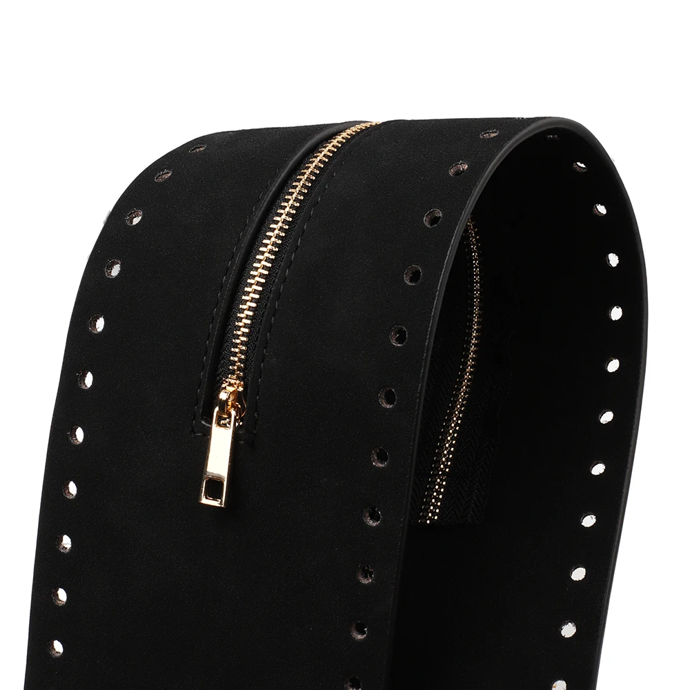 2 قطعة/المجموعة بو الجلود حقيبة صنع عدة حقيبة سوداء حزام الكروشيه سستة مع ثقوب للمحافظ حقائب كتف حقيبة كروسبودي الملحقات