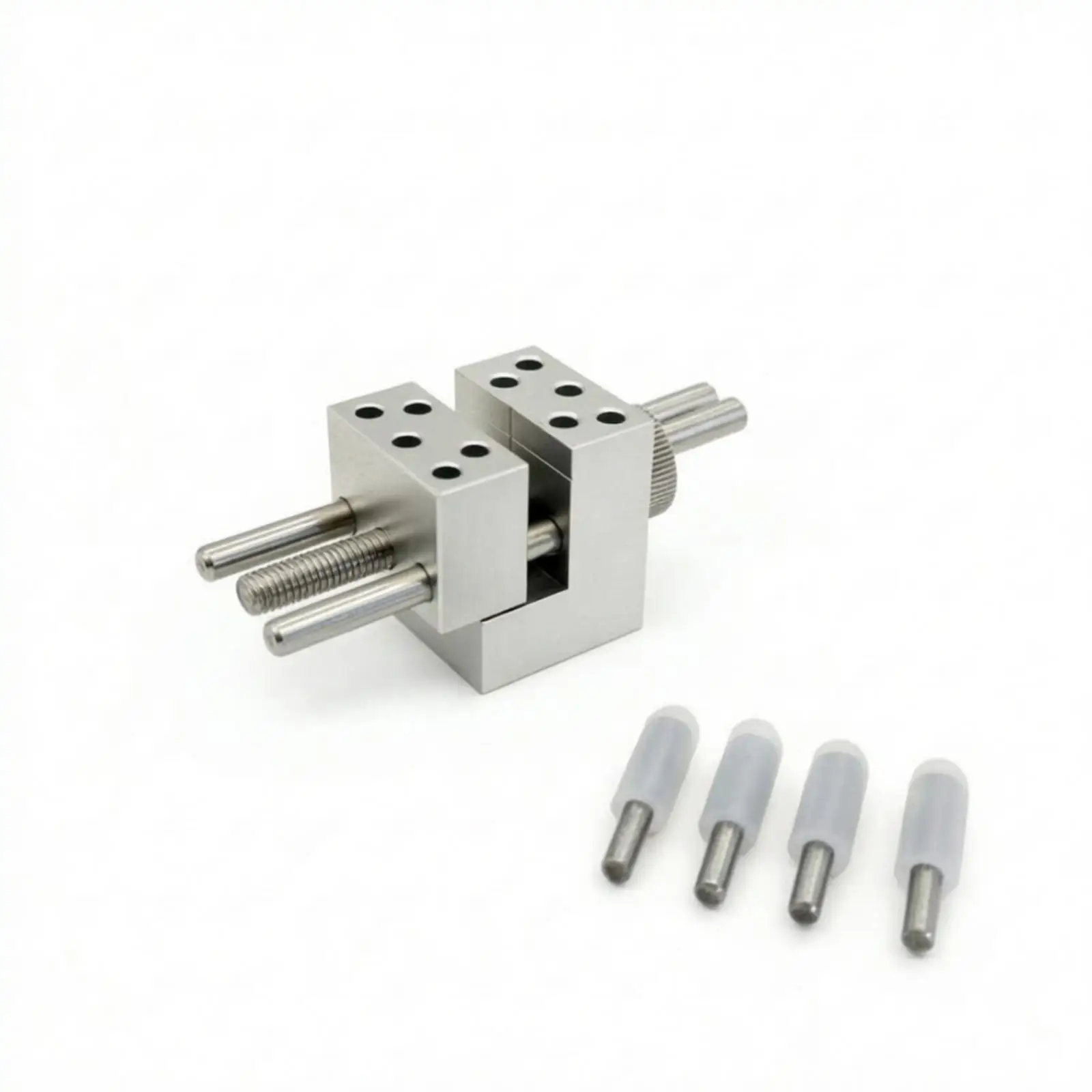 Durable Composite Vise for Intricate Tasks with Four Rubber Coated Rods and Knurled Side Knob