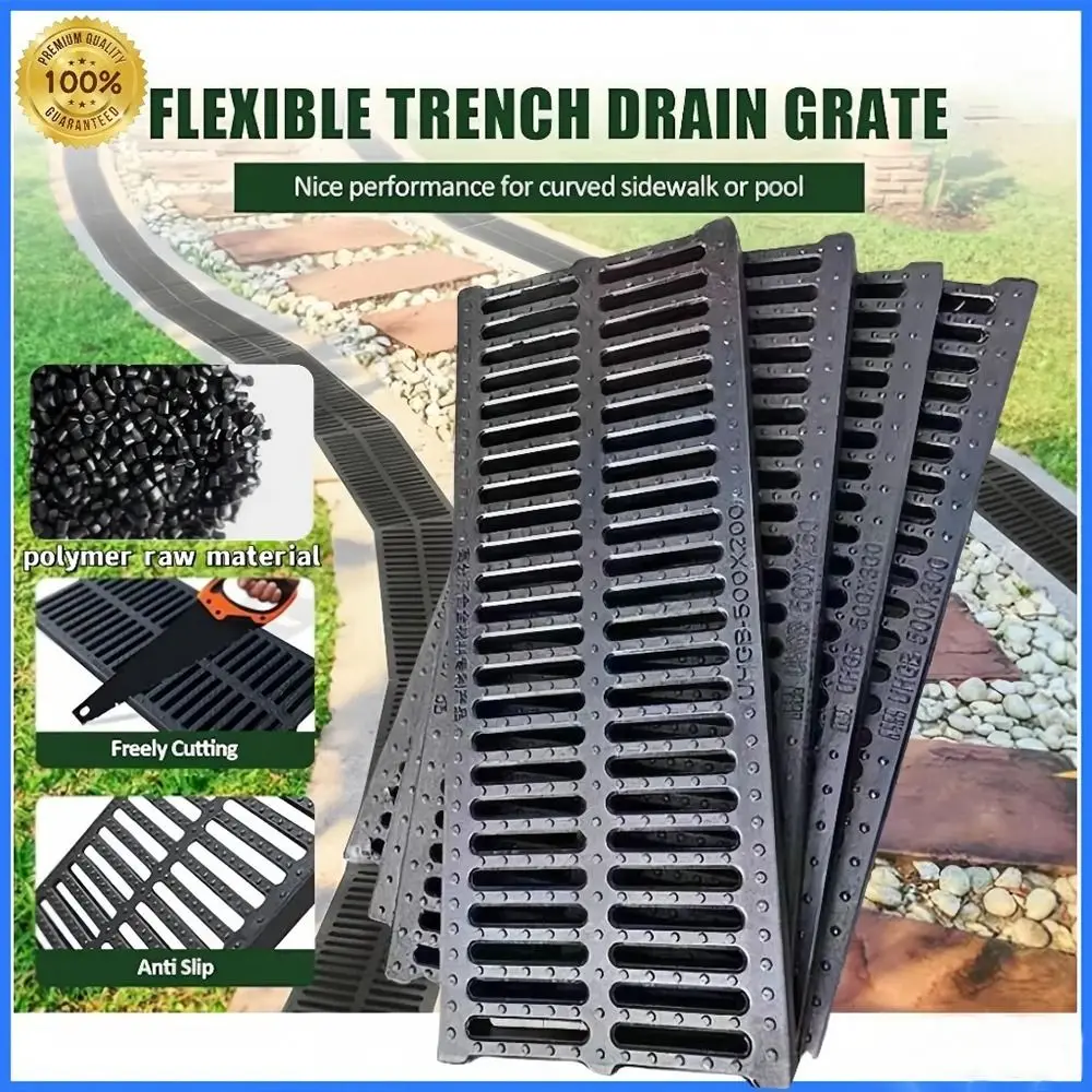 New High Strength Trench Cover Resin Plastic Rectangular Sewer Trench Plate Grid Black Sewage Ditch Drainage Basement