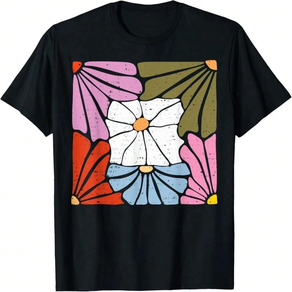 Bouquet Botanical Floral Vintage Graphic T-Shirt Floral And Nature-Inspired Art T-Shirt Suitable For Summer mens t shirts