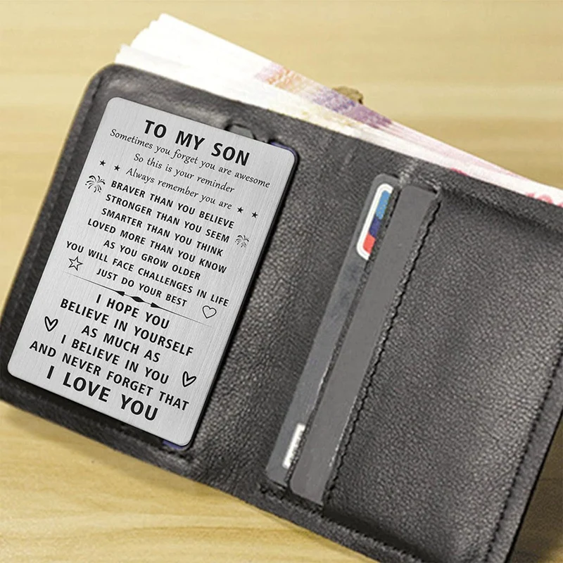 Engraved Wallet Card For Son Remember Whose Son You Are New Year Granduation Gift Idea With Envelope