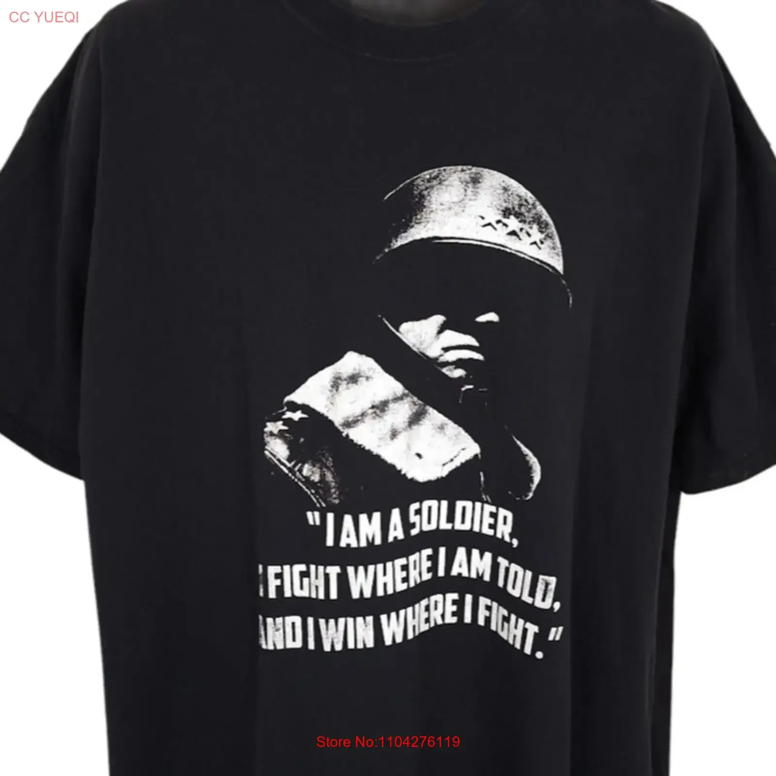 General George Patton T Shirt Mens Size 2XL Black I Am A Soldier Fight Quote vintage Washed Soft Breathable streetwear Casual