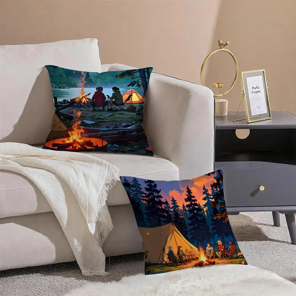 Camping Cushion Cover Silky Short Plush with Invisible Zipper Dustproof Sofa Pillow Cover for Home Decor