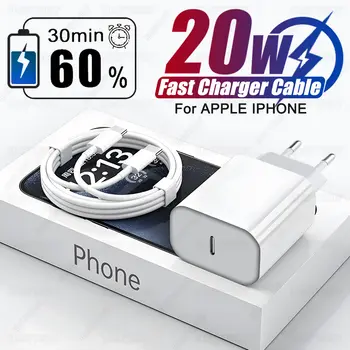 適用於 iPhone 13/12/11/14/15/16 Pro Max Plus 的美規/歐規 20W PD 快充充電器,USB-C/Type-C 快充充電線配件 8 最佳銷售 蘋果充電器適配器 - №8