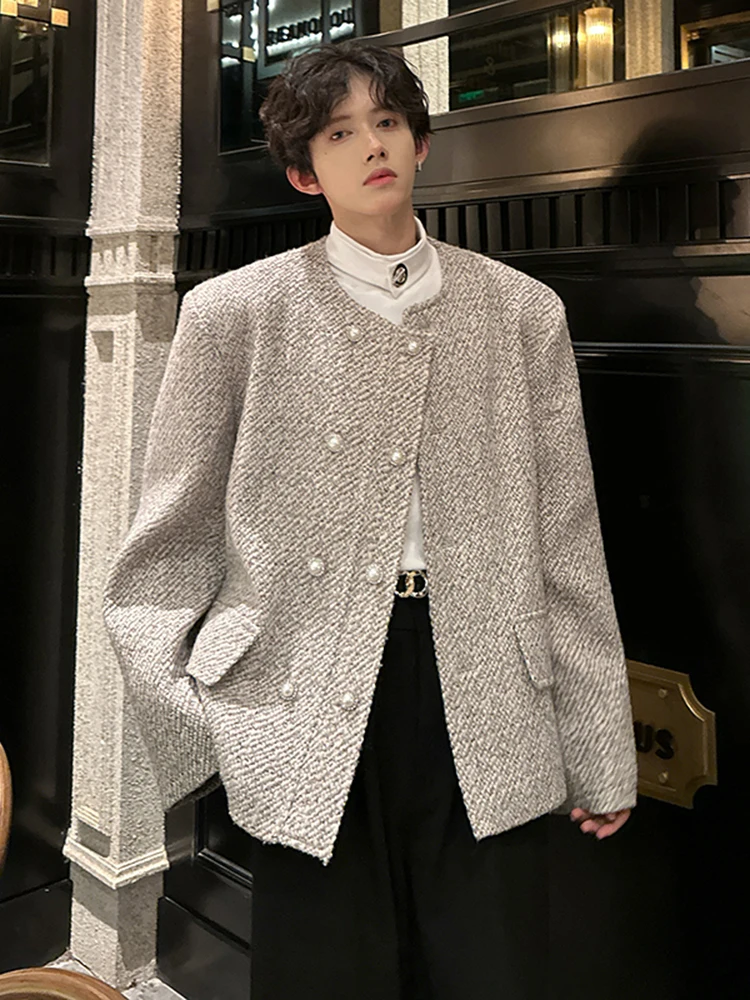 

Мужской шерстяной костюм Cleanfit American style: осенне-зимнее двубортное пальто с наплечниками, модный повседневный стиль...